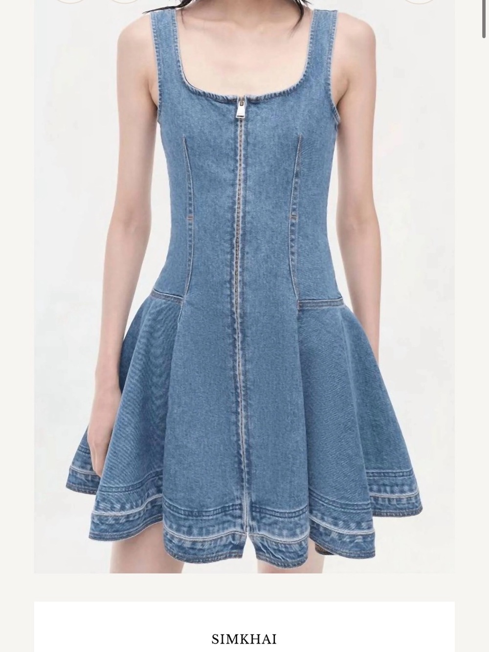 Blue Denim Zip-Front Fit & Flare Dress